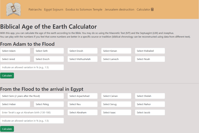 Découvrez le Calculateur de l’Age Biblique de la Terre!