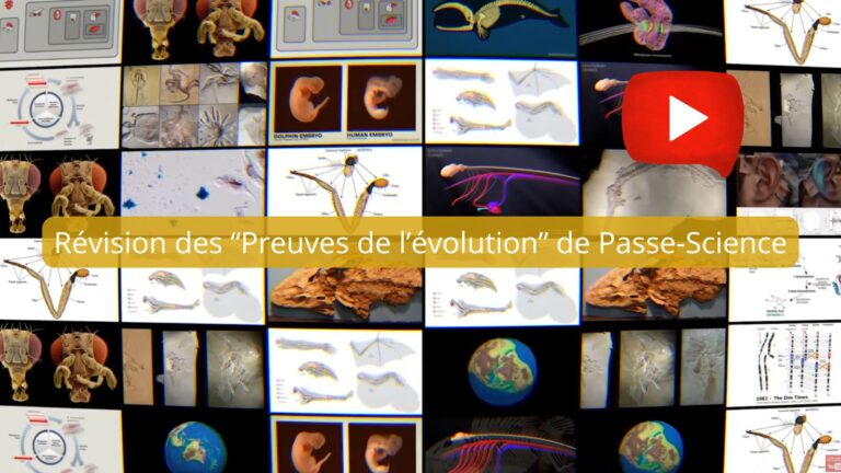 Révision de la vidéo « les preuves de l’évolution » de Passe-Science